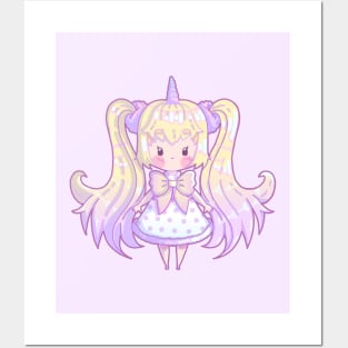 Kawaii Chibi Girl, Unicorn Version Posters and Art